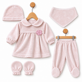 Pack naissance full pudra avec petite fleur côté velours 5 pcs