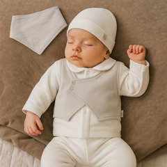 Pack naissance Effet gilet boutons côtés velours 5 pcs