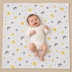 Draps lange étoiles nuages jaune gris 75x85 cm