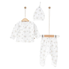 Pack naissance Champignons 3 pcs avec moufles intégrés coton