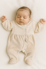 Grenouillère nœud froufrouté col et milieu velours 1 pcs