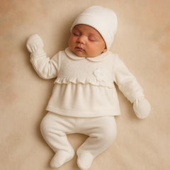 Pack naissance full white lovely flower velours 5 pcs