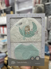 Coffret Cape de bain “Let’s Sleep” avec bavoir – 100x100 cm – Interbaby