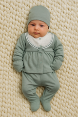 Pack naissance boutons centrés avec jolie noeud 5 pcs coton