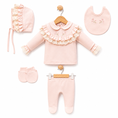Pack naissance fleury sur col froufrou 5 pcs coton