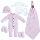 Coffret naissance tricot pack de 7 pcs K3221 - Mauve