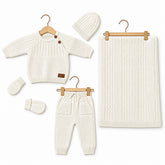 Pack naissance tricot 5 pcs full blanc ecru