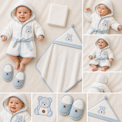 Coffret sortie de bain nounours Happy 4 pcs coton