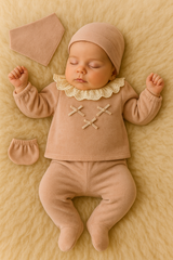 Pack naissance trio nœuds velours 5 pcs