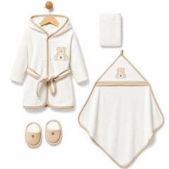 Coffret sortie de bain nounours Happy 4 pcs coton