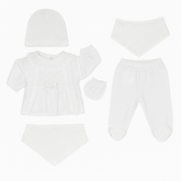 Pack naissance jolie nœud centré 5 pcs coton