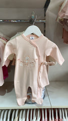 Grenouillère petit chat girly saumon 1 bonnet coton