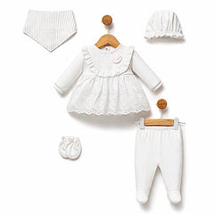 Pack naissance super classy girl col froufrou 5 pcs coton