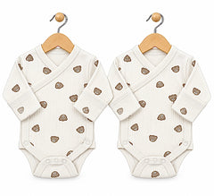Pack de 2 bodies manches longues petits nounours avec moufles intégrés