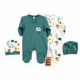 Pack Matchy 2 grenouillères 2 bonnets Elephants