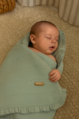 Couverture légère Bébé Full mint – 80x90 cm – 0m+ – 100% Coton 🤍