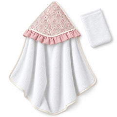 Cape de bain classy col froufrou avec 1 gant 80x90 cm - 0m+