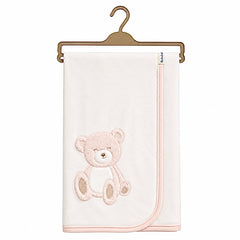 Couverture nounours happy velours welsoft 80x90 cm - ekru saumon