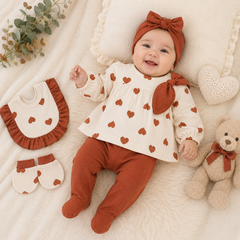 Pack naisance multi cœurs girly classy 5 pcs coton
