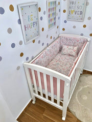 Pack tour de lit oreiller matelas étoiles nuages girly rose pour lit 60x120 cm