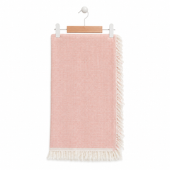 Couverture mousseline saumon ekru 120x120 cm