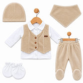 Pack naissance super effet gilet full beige white 5 pcs velours