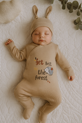 Grenouillère Get lost in the forest 1 bonnet coton