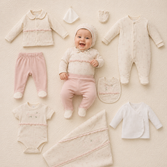 Coffret naissance Rose Girl 10 pcs coton Bio
