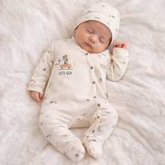 Grenouillère Let's GO on vacation 1 bonnet coton bio