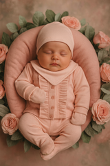 Pack naissance froufrou centré full saumon 5 pcs coton