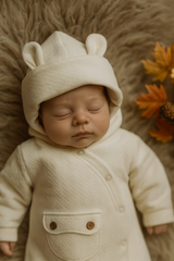 Grenouillère a capuche poche côtée velours