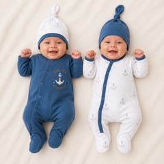 Pack de 2 grenouillères 2 bonnets matchy Encres