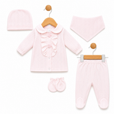 Pack naissance 2 jolies fleurs centrées sur col froufrou 5 pcs