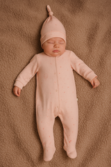 Grenouillère ballons 1 bonnet coton bio - Pink Style