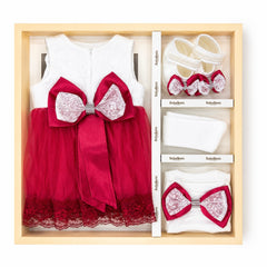 Coffret ROBE avec accessoires "Sbou3" Rouge cerise style 5 pcs
