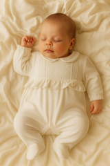 Grenouillère full white Lovely Flower velours