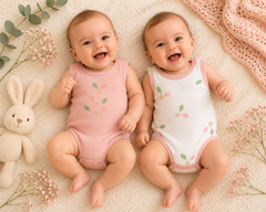 Pack de 2 bodies sans manches feuilles coton