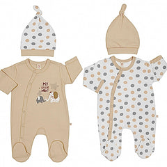 Pack de 2 Grenouillères matchy elephant 2 bonnets