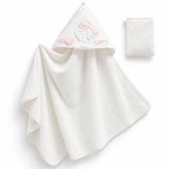 Cape de bain Be Happy avec 1 gant 77x90 cm - 0m+ Saumon white