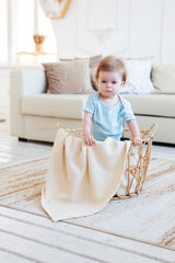 Couverture Unie Coton piqué 100x115 cm - Crème