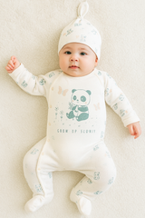 Grenouillère Grow up slowly 1 bonnet girly