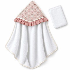 Cape de bain classy col froufrou avec 1 gant 80x90 cm - 0m+