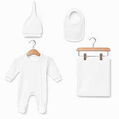 Pack naissance 4 pcs unisexe full white velours