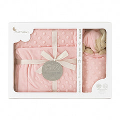 Coffret Couverture en velours 80x110 cm + Doudou interbaby - Rose