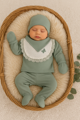 Pack naissance jolie fleur sur col 5 pcs coton