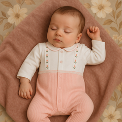 Grenouillère traits fleury 1 pcs coton