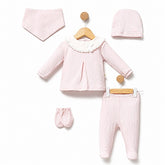 Pack naissance petite fleur sur col style froufrou 5 pcs coton