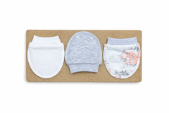 Pack de 3 paires de moufles fleury gris blanc