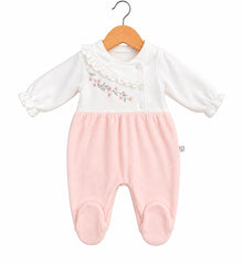 Grenouillère longue fleur 1 pcs velours