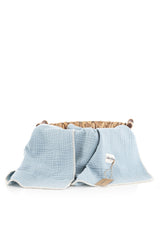 Couverture mousseline 4 Layers K4, points de berger, 120x120 cm - Bleu ciel